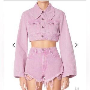 FARM Rio Pink Denim crop Jacket